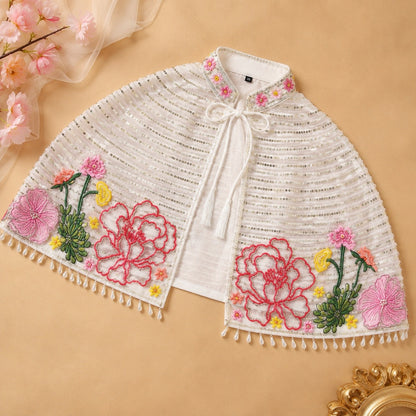 Ethnic Floral Embroidered Palazzo Set - White