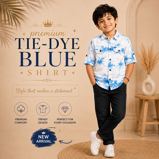 Tie Dye Cotton Casual Shirt - Blue