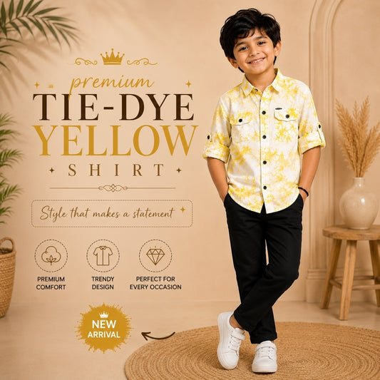 Tie Dye Cotton Casual Shirt - Yellow