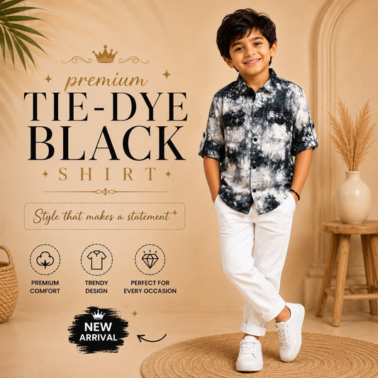 Tie Dye Cotton Casual Shirt - Dark Grey