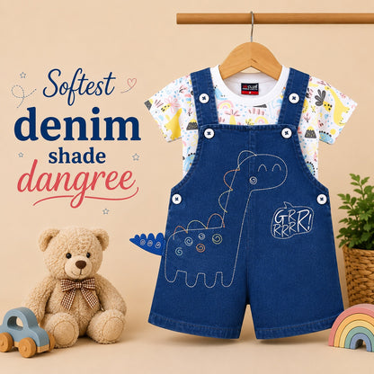 Blue Denim Dinosaur Print Dangree Set