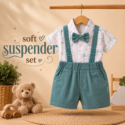 Muslin Teal Green Suspender Set