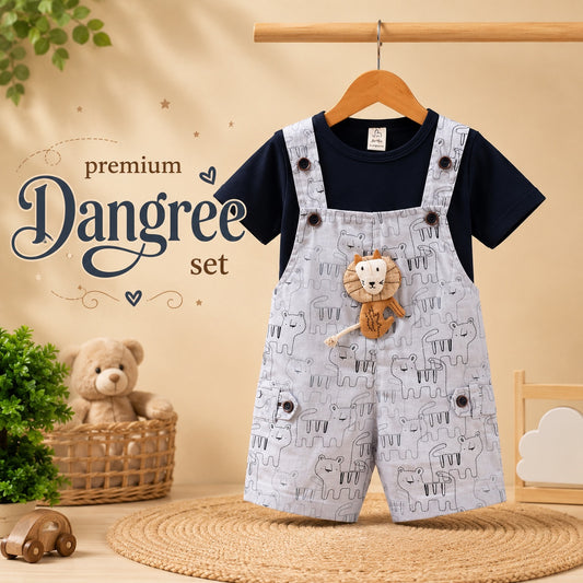 Premium Navy Blue Lion Print Dangree Set