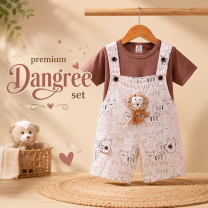Premium Brown Lion Print Baby Dangree Set