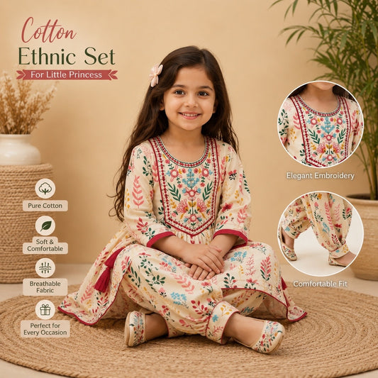 Pure Cotton Printed Ethnic Set - Multicolour