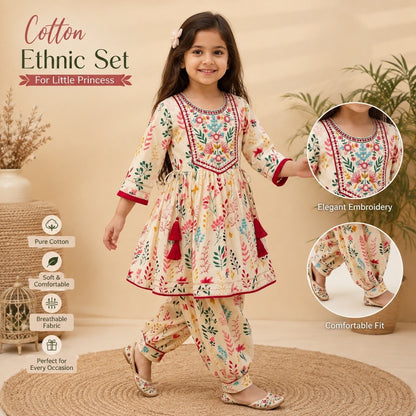 Pure Cotton Printed Ethnic Set - Multicolour