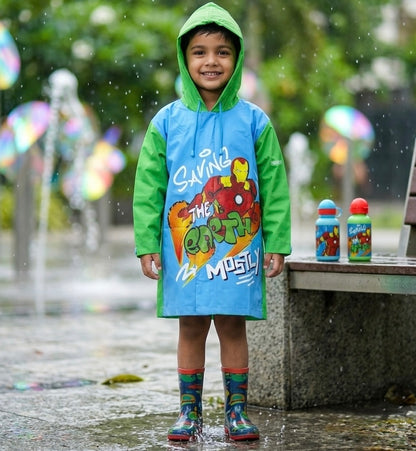 Kids iron-man hooded raincoat