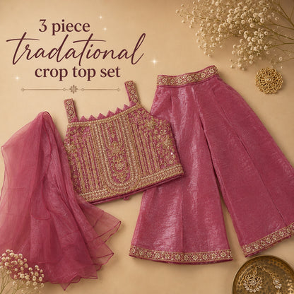 Dusty Pink CropTop - Plazo set