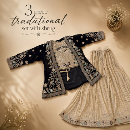 CropTop With Royal Shrug - Plazo set