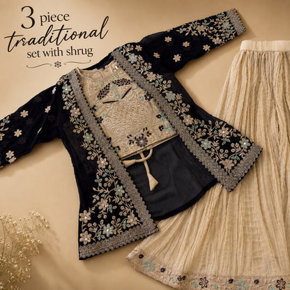 CropTop With Royal Shrug - Plazo set