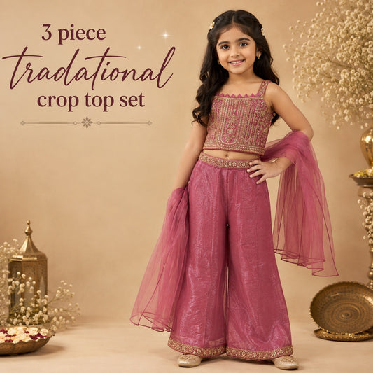 Dusty Pink CropTop - Plazo set