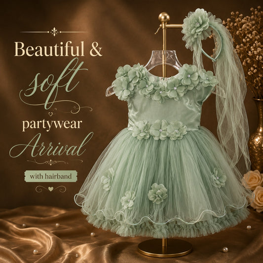 Classy Pista Flary Frock With Long Hairband