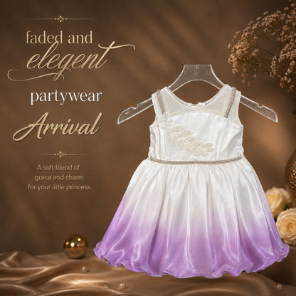 Cute White-Purple Party Frock