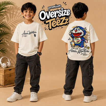Oversize Premium White Doremon  TeeZz