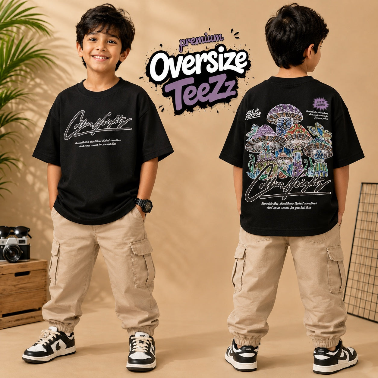 Oversize Premium Black Mushroom TeeZz ^