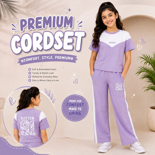 Girls Lavender 2-Piece Cordset | Premium Cotton Co-Ord Set