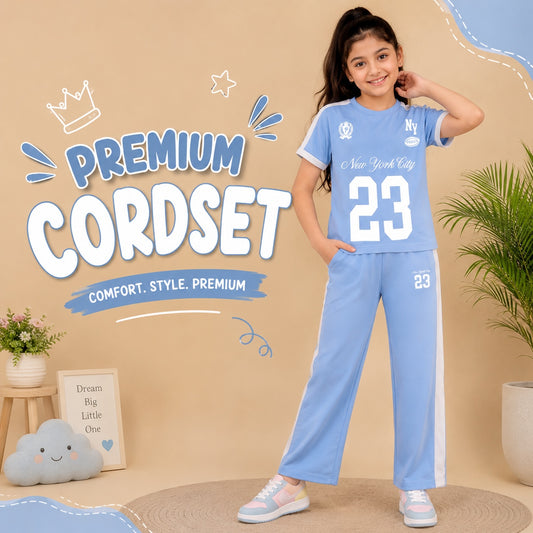 Girls Blue 2-Piece Cordset | Premium Cotton Co-Ord Set