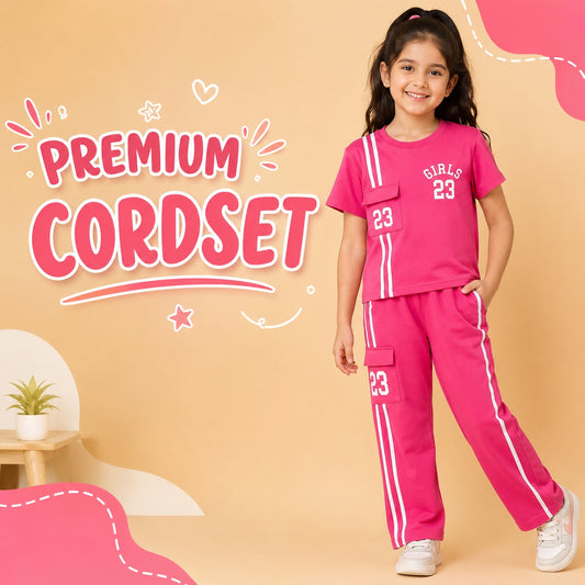 Girls Pink 2-Piece Cordset | Premium Cotton Co-Ord Set
