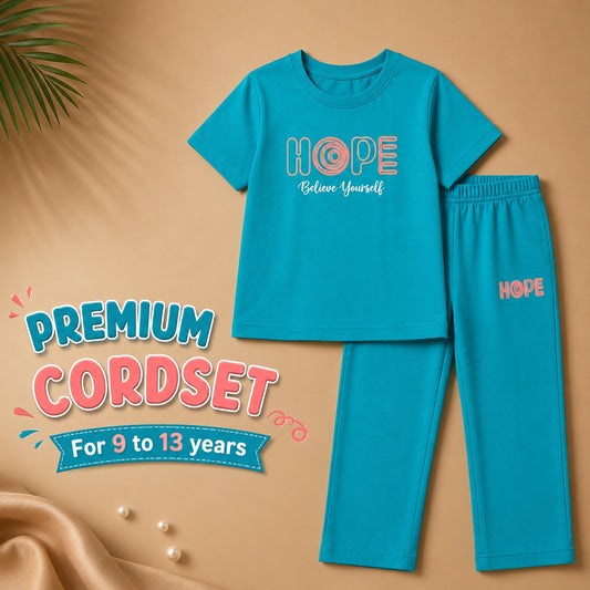 Girls Turquoise 2-Piece Cordset | Premium Cotton Co-Ord Set
