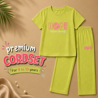 Girls Lime Green 2-Piece Cordset | Premium Cotton Co-Ord Set