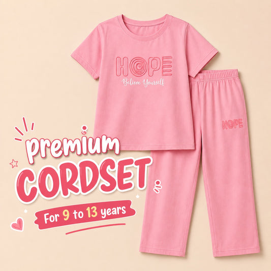 Girls Pink 2-Piece Cordset | Premium Cotton Co-Ord Set