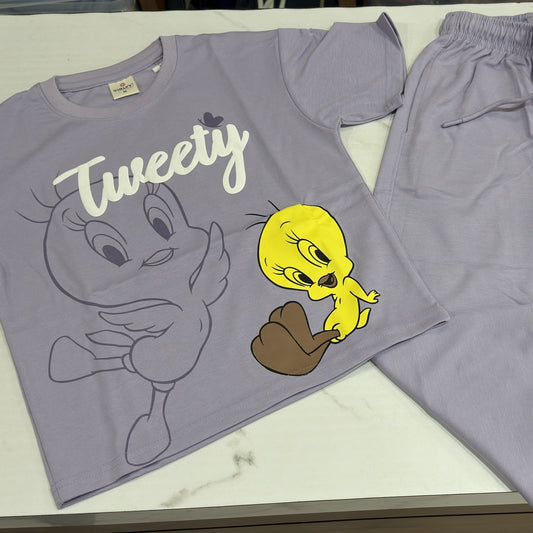 Purple Tweety Disney 2-Piece Cordset | Premium Cotton Co-Ord Set