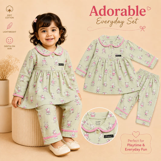 Pista N Pink Cute Semi Frock set