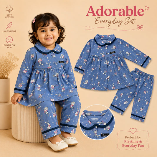 Classy Blue Semi Frock set
