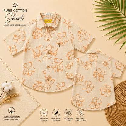Boxy Fit Pure Cotton Orange shade Printed Shirt