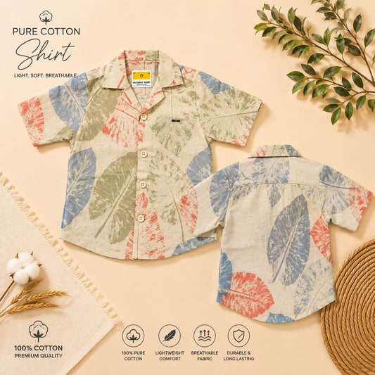 Boxy Fit Pure Cotton pastel shades Printed Shirt