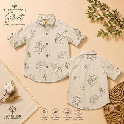 Boxy Fit Pure Cotton Pista Printed Shirt