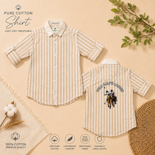 Cream Pure Cotton Strip Shirt
