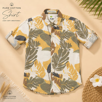 Musturd Printed Pure Cotton Shirt ( With Inner )