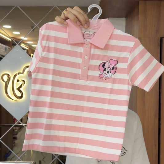 Disney Cute Pink Strips Tshirts