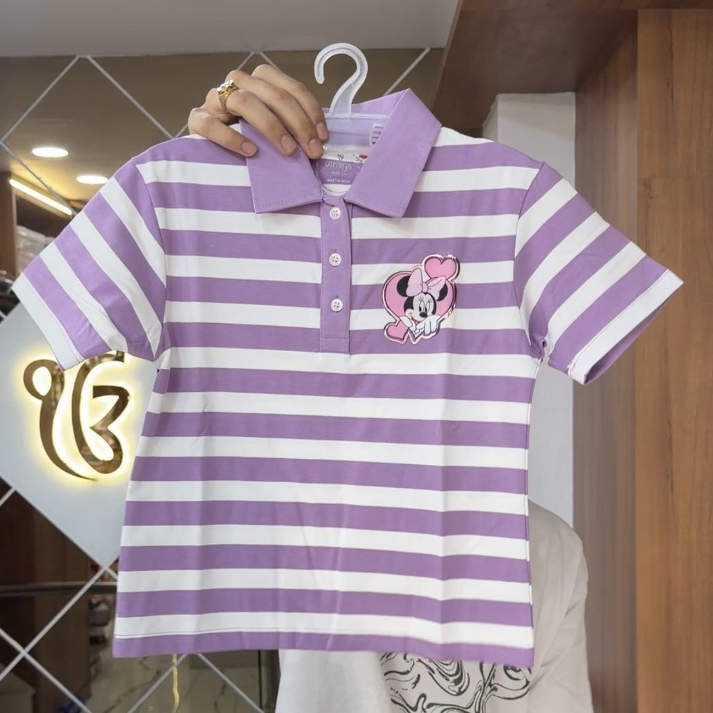 Disney Purple Collar Strips Tshirts