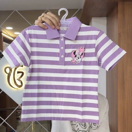 Disney Purple Collar Strips Tshirts