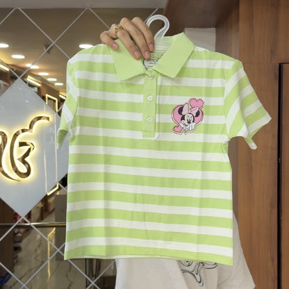 Disney Green Collar Strips Tshirts