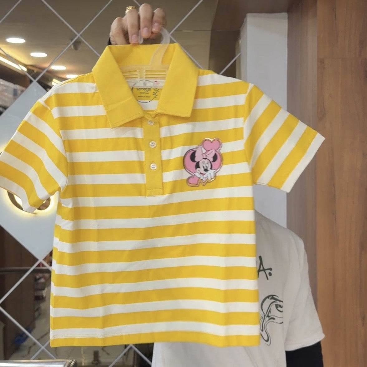 Disney Yellow Collar Strips Tshirts