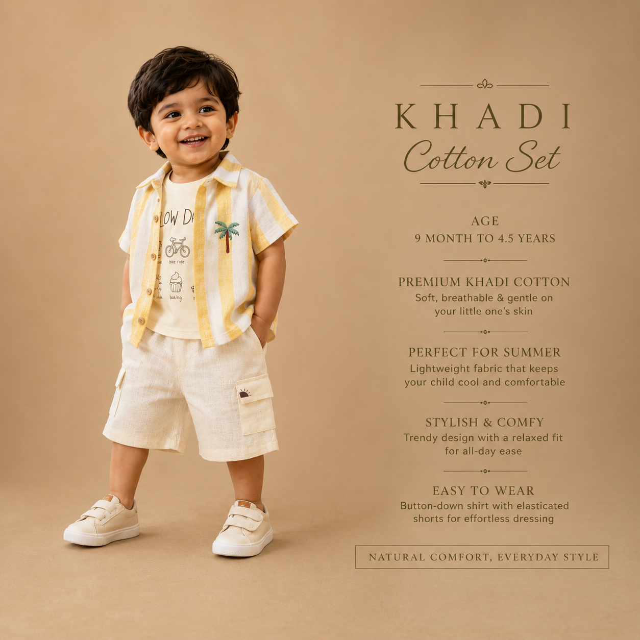 Yellow : Khadi Cotton 3 Piece Set