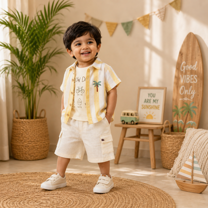 Yellow : Khadi Cotton 3 Piece Set