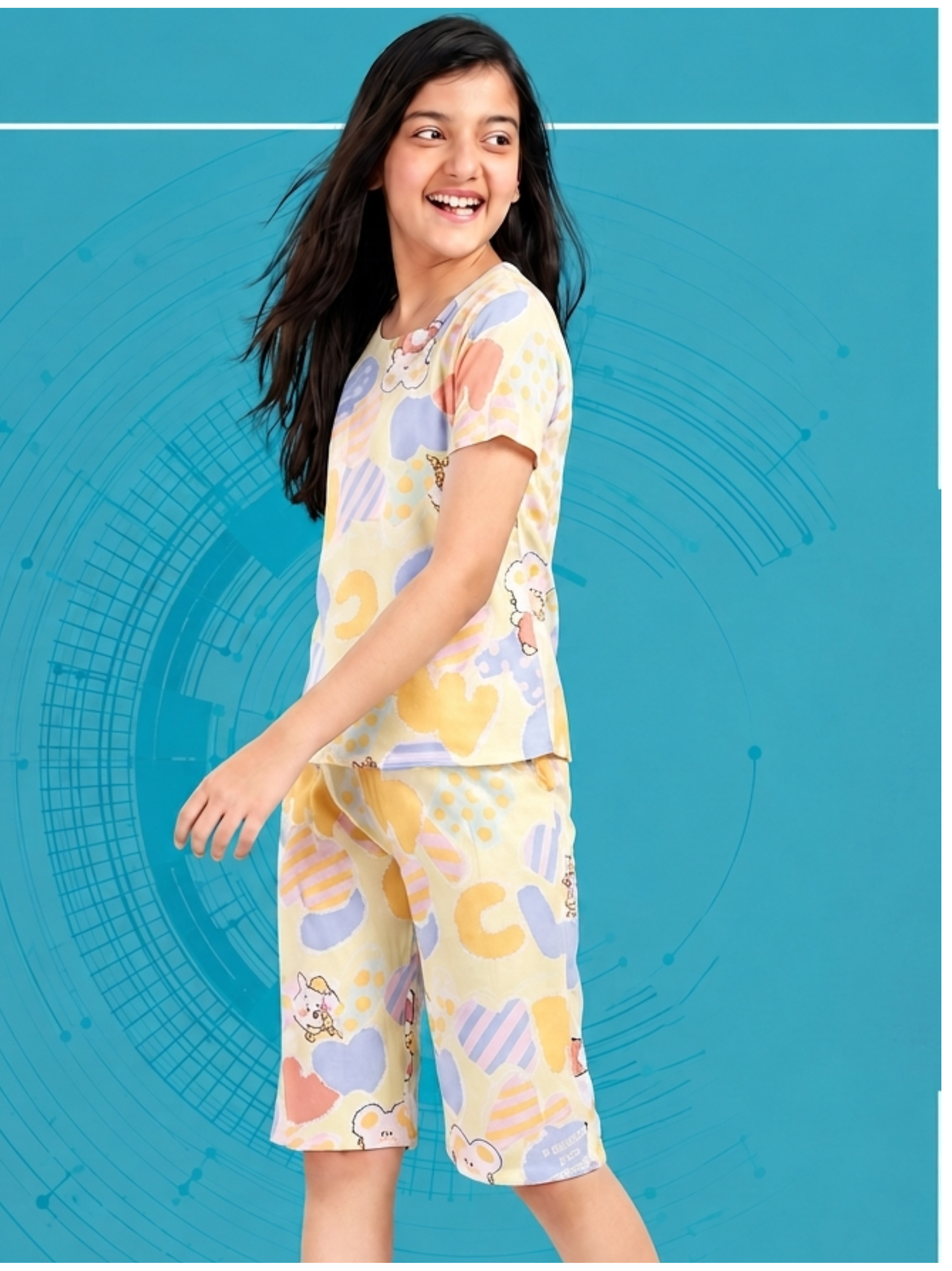 Vibrant Pastel Summer Co-ord Set for Girls