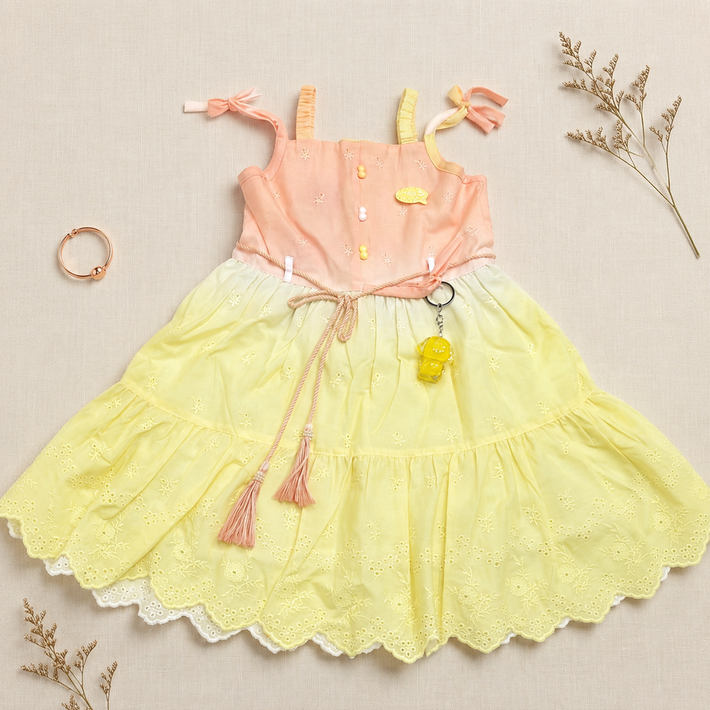 Pure Cotton Icecream Frock - peach