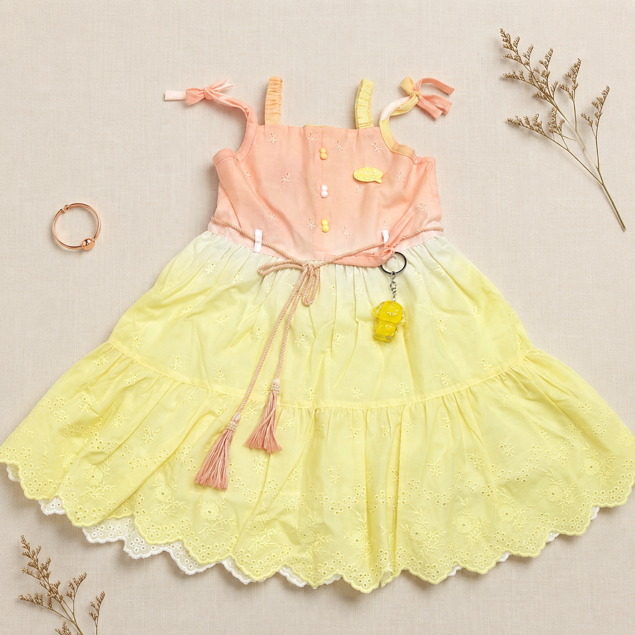 Pure Cotton Icecream Frock - peach
