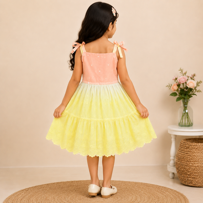 Pure Cotton Icecream Frock - peach
