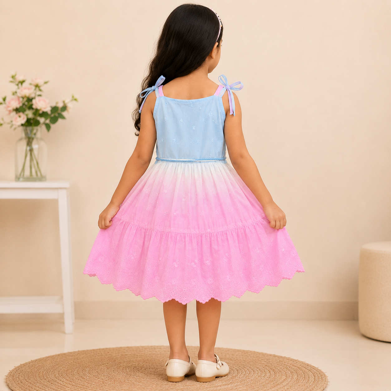 Pure Cotton Icecream Frock - Sky