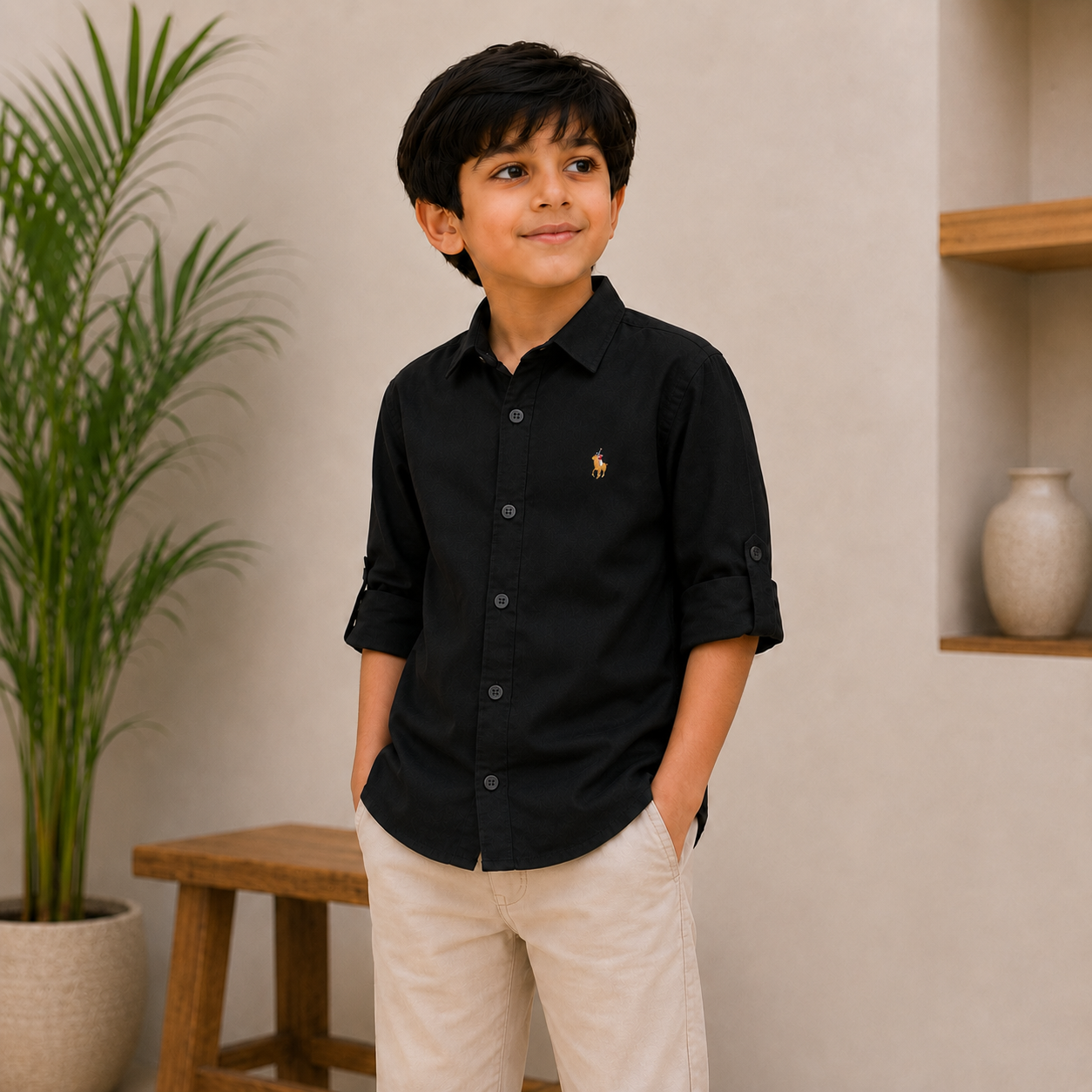 Plain Black - Pure Cotton Shirt