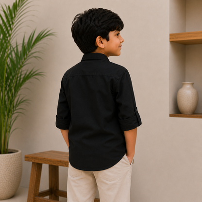 Plain Black - Pure Cotton Shirt