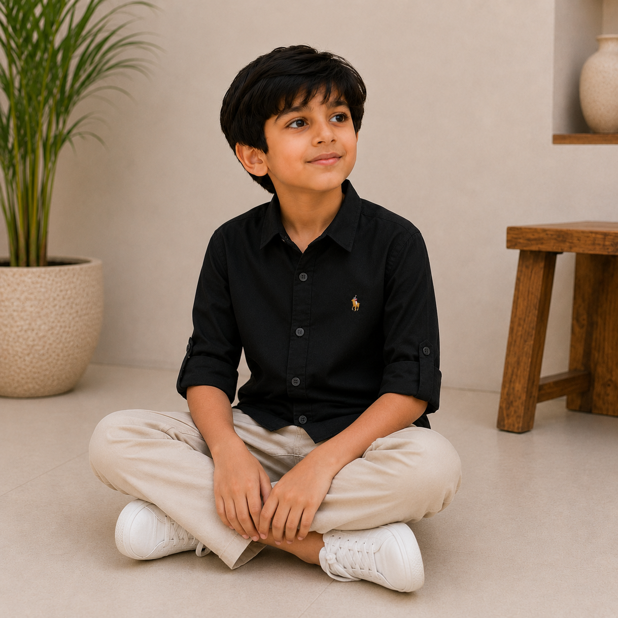 Plain Black - Pure Cotton Shirt