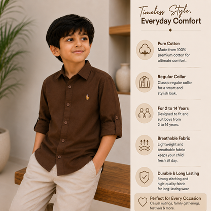 Plain Brown - Pure Cotton Shirt