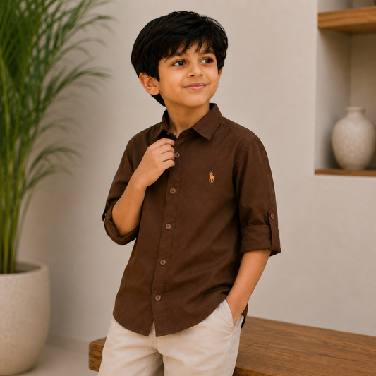 Plain Brown - Pure Cotton Shirt